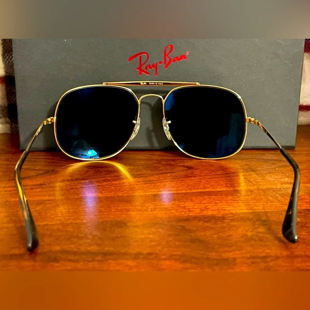 🆕 Ray-Ban RB3561 THE GENERAL Custom Sunglasses. Gold Frame, Polarized Green Lens - Picture 8 of 16
